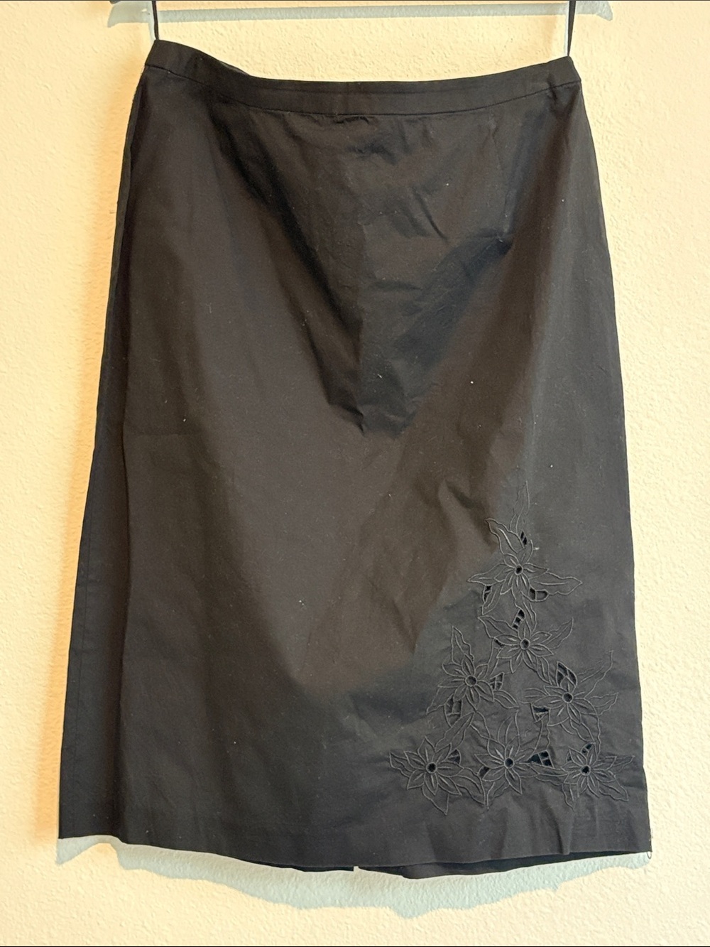 Norton McNaughton Black Pencil Skirt with Floral Cutwork